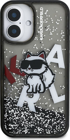 Karl Lagerfeld Liquid Glitter Umschlag Rückseite Kunststoff / Silikon Schwarz (iPhone 16)