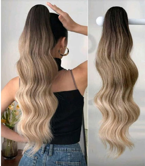 Postiche Curly Ponytail Synthetic Hair High Quality Comb-in Blonde Ombre 24 Inches