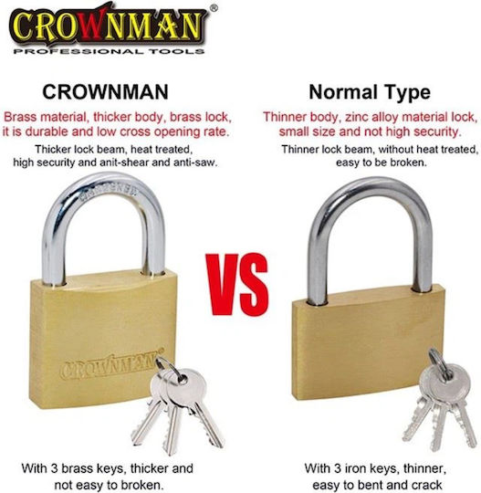 Crownman Alamă Lăcăt Potcoavă cu cheie 50mm 1buc