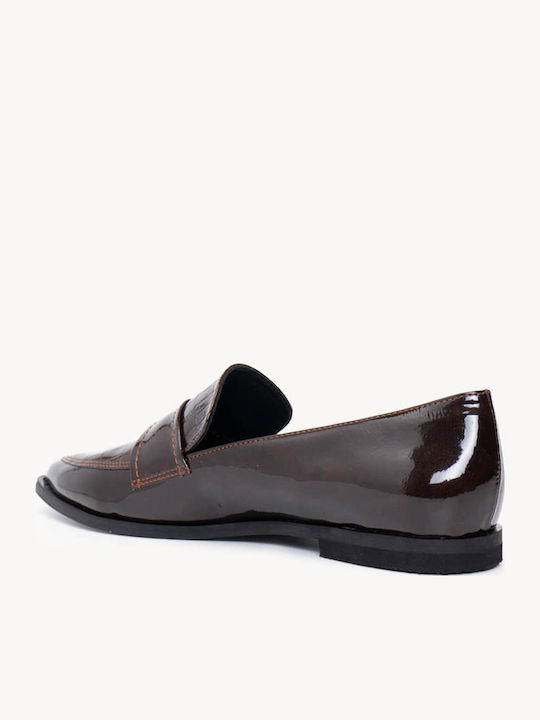 Maro Loafers Din Lac Croco Model Cu Vârf Ascuțit