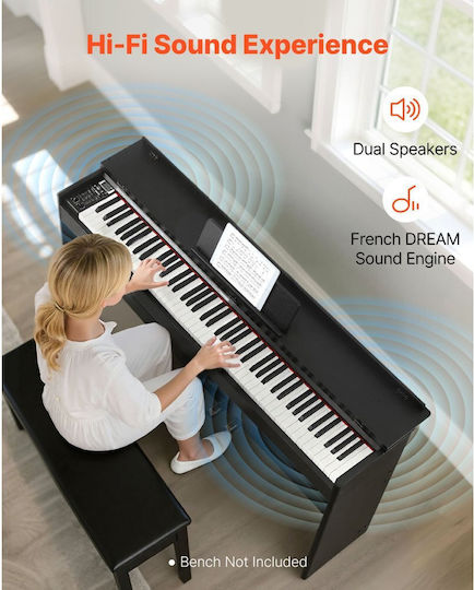 Vevor Electric Stage Piano QPZFGSZCGQ88112ZM001V2 with 88 Weighted Keys Built-in Speakers and Connection with Headphones