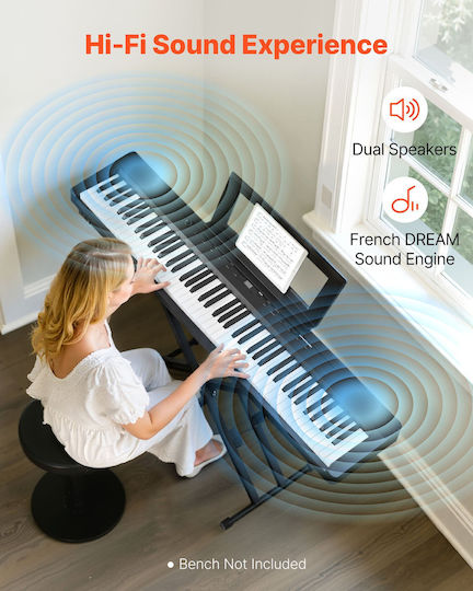 Vevor Electric Stage Piano QPZBZSZCGQ88DTDH4001V2 with 88 Weighted Keys Built-in Speakers and Connection with Headphones Black