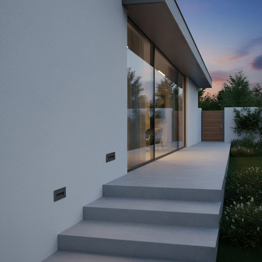 kelvo Stepart Wandmontierte Außenbeleuchtung LED IP65 3W mit Warmweißem Licht 10.5x4.5x6cm