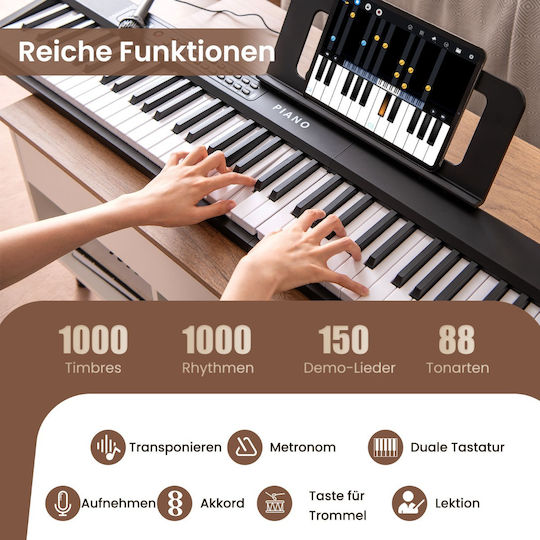 Costway Synthesizer MU10117DE-BK με 88 Δυναμικά Πλήκτρα Μαύρο