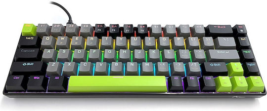 Media-Tech Red Core MX60 Gaming Mechanical Keyboard 60% with Cherry MX Red switches and RGB lighting (International English) Green/Grey/Black