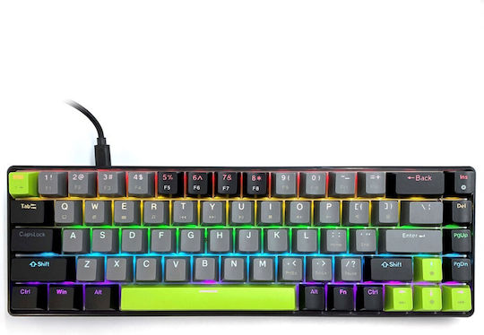 Media-Tech Red Core MX60 Gaming Mechanical Keyboard 60% with Cherry MX Red switches and RGB lighting (International English) Green/Grey/Black