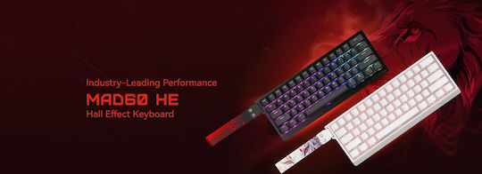 Madlions Professional MAD 60 HE Flagship V2 Gaming Mechanical Keyboard 60% with Magnetic switches and RGB lighting (English US) White