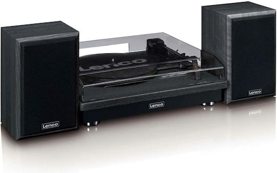 Lenco LS-100 LS100BK Turntables with Preamp and Built-in Speakers Black
