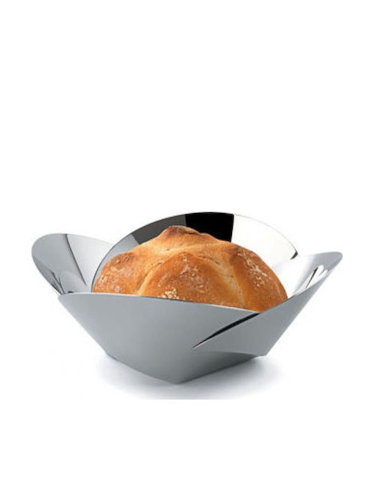 Alessi Pianissimo Bread Basket Inox Silver 17.5x17.5x6.5cm
