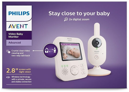 Philips Ασύρματη Ενδοεπικοινωνία Μωρού με Κάμερα & Οθόνη 2.8" , Αμφίδρομη Επικοινωνία & Νανουρίσματα