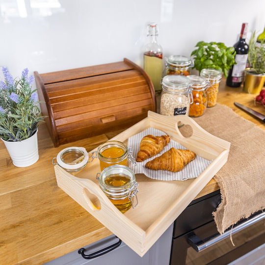 Creative Wooden Rectangular Serving Tray with Handles in Beige Color 40x30x10.5cm JAN-CD-TRAY-HEART-L 1pcs