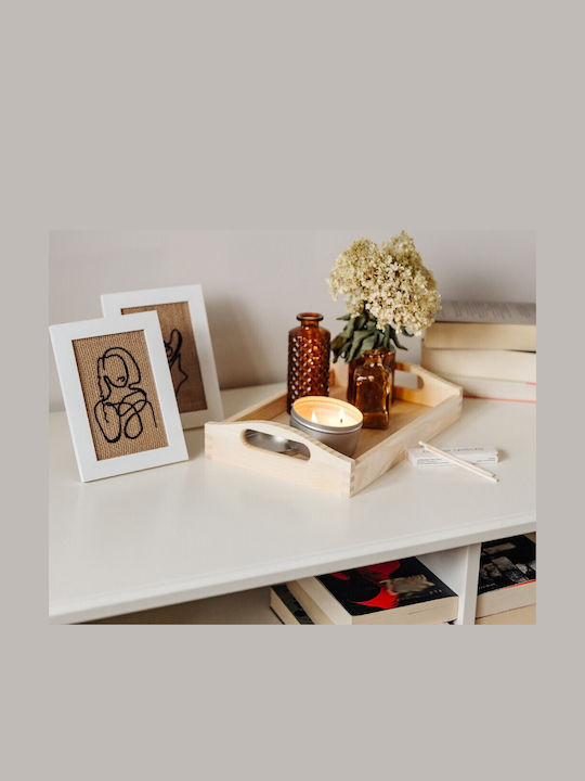 Creative Дърво Поднос за сервиране с Дръжки в Бежов Цвят 30x20x6.3см JAN-CD-TRAY-S 1бр