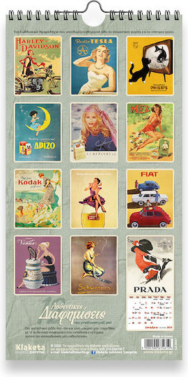 Klaketa 12 Advertisements Daily Wall Diary 2026 17x33cm
