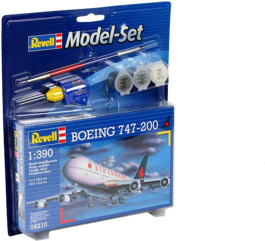 Revell Boeing 747-200 Modeling Figure Airplane 60 Pieces in Scale 1:390 with Glue and Paints 18.6x15.6cm.