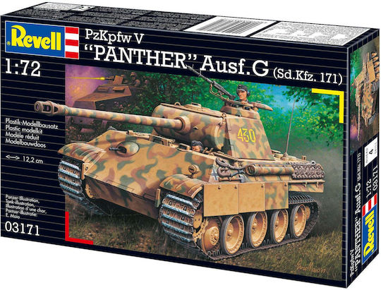 Revell PzKpfw V "Panther" Ausf.G Modeling Figure Tank 124 Pieces in Scale 1:72 12.2cm.
