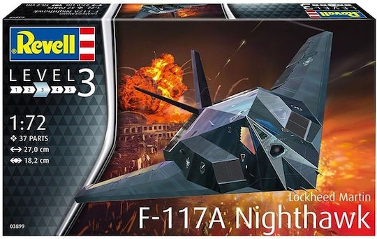 Revell F-117A Nighthawk Modeling Figure Airplane Blue 37 Pieces in Scale 1:72 27x18.2cm.
