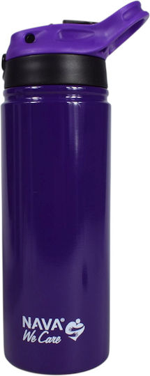 Nava we Care Edelstahl Thermosflasche 500ml Lila mit Stroh
