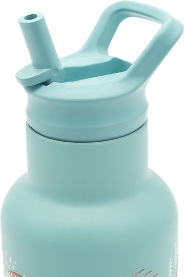 Sassi Junior Stainless Steel Kids Water Bottle Unicorns with Straw Grey 350ml