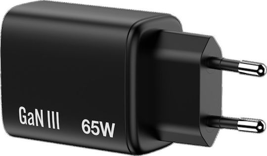 Verbatim Φορτιστής Χωρίς Καλώδιο GaN με Θύρα USB-A και 2 Θύρες USB-C 65W Power Delivery / Quick Charge 3.0 Μαύρος (Essentials)