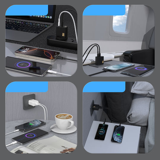 Dudao Φορτιστής Χωρίς Καλώδιο GaN με Θύρα USB-A και Θύρα USB-C 35W Power Delivery Μαύρος (A27 Max)