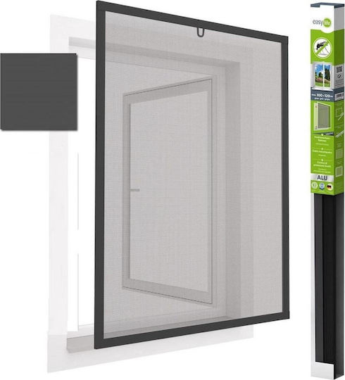Easy-Life Window Mosquito Net Fixed Aluminum Gray with Frame 120x100cm