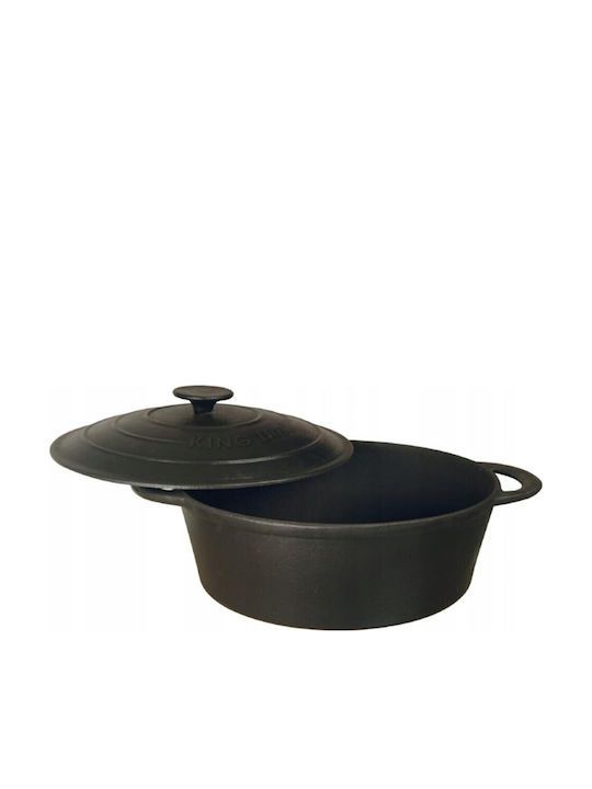 KING Hoff Dutch Oven Oval Cast Iron Black 33x22cm 1pcs
