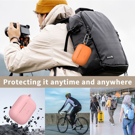Tech-Protect Silicone Hook Θήκη Σιλικόνης με Γάντζο σε Πορτοκαλί χρώμα για Apple AirPods Pro