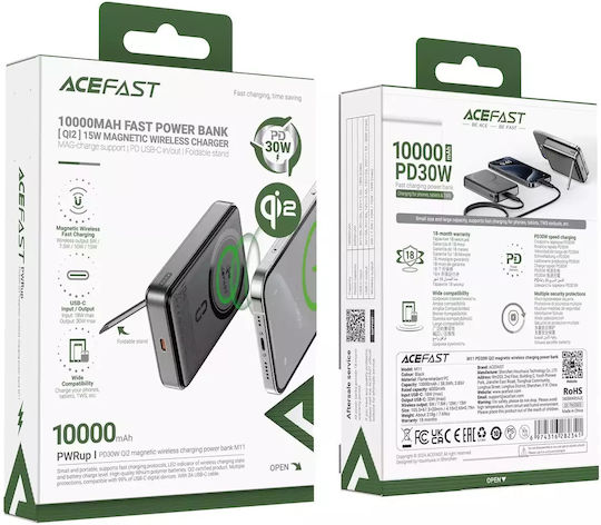 Acefast M11-10000 MagSafe Power Bank 10000mAh 30W με Θύρα USB-C Μαύρο
