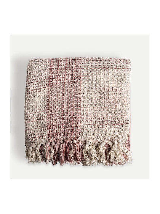 Home Design Coverlet Single Cotton Ecru - Terracotta 125x160cm