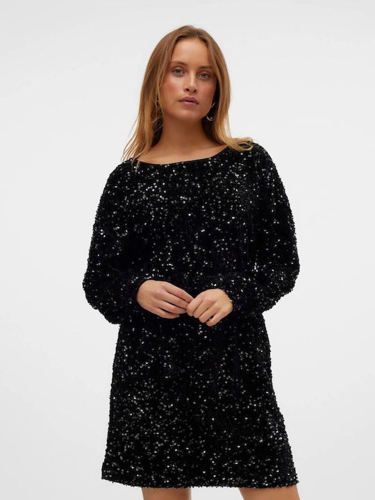 Bella Mini Βραδινό Φόρεμα Βελούδινο Black