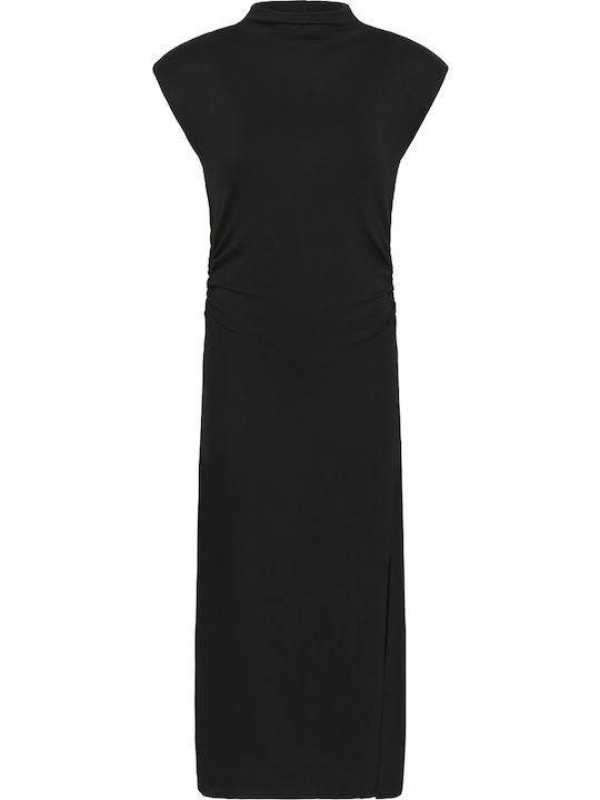 Midi Kleid Kurzärmelig Black
