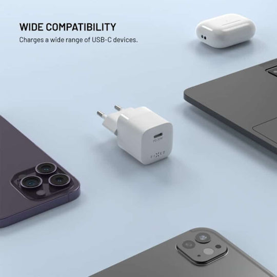 Fixed Φορτιστής Χωρίς Καλώδιο GaN με Θύρα USB-C 30W Power Delivery Λευκός (Mini)