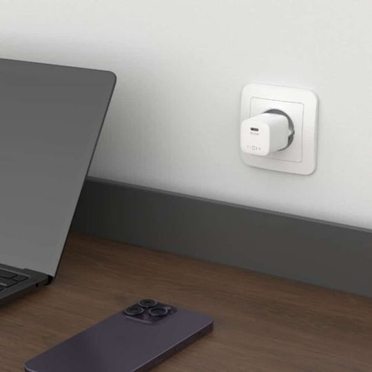 Fixed Φορτιστής Χωρίς Καλώδιο GaN με Θύρα USB-C 30W Power Delivery Λευκός (Mini)