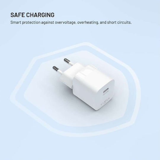 Fixed Ladegerät mit USB-C Anschluss und Kabel USB-C - USB-C 20W Stromlieferung Weißs (Mini)