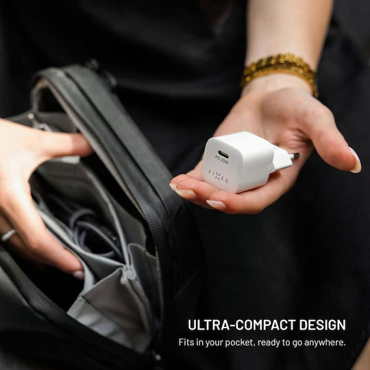 Fixed Ladegerät mit USB-C Anschluss und Kabel USB-C - USB-C 20W Stromlieferung Weißs (Mini)