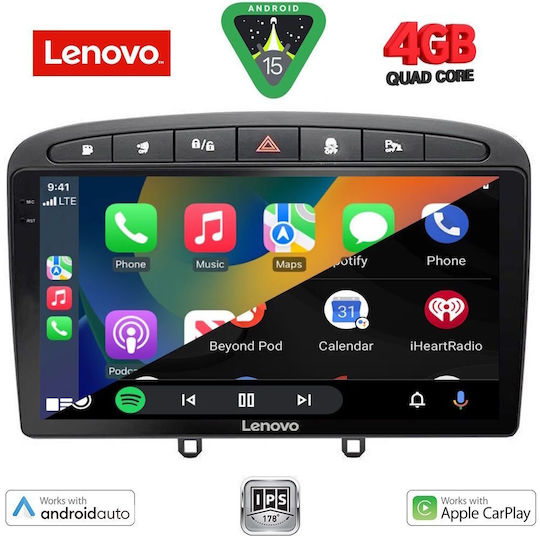 Lenovo Car Audio System for Peugeot 308 / RCZ 2007-2012 (Bluetooth/USB/WiFi/GPS/Apple-Carplay/Android-Auto) with Touch Screen 9"