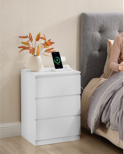 White Wooden Bedside Tables 2 Pieces 40x35x59cm