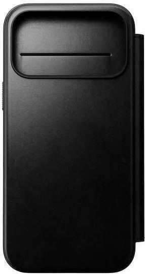 Nomad Horween Modern Folio Brieftasche Leder / Silikon 2mm Schwarz (iPhone 17 Pro Max)