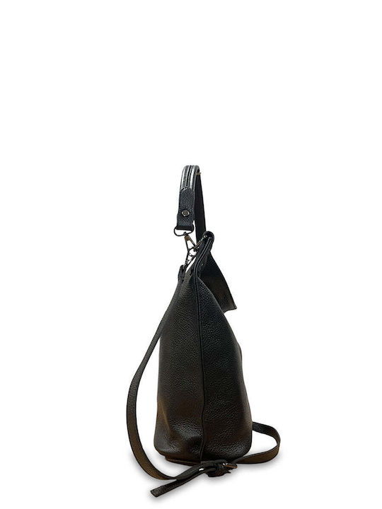 Women's Shoulder Bag Hobo Leather Grain Black