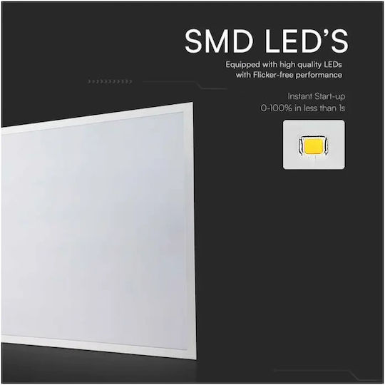 V-TAC Τετράγωνο Χωνευτό LED Panel 40W με Φυσικό Λευκό Φως 4000K 60x60εκ.