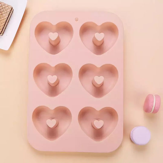 Silicone Bakeware Tins & Trays 6 Heart Donuts Blue