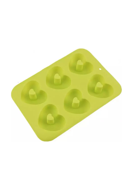 Tăvi din Silicon 6 Inimi pentru Donuts Albastru