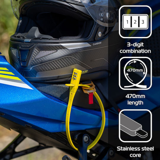 Oxford Combi Zip Lock Αντικλεπτική Κουλούρα Μοτοσυκλέτας Κίτρινο Χρώμα