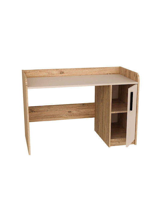 SteweHome Kinder Schreibtisch mit Bibliothek aus Eiche und Creme – Modernes Kinder Schreibtisch 124x60x83