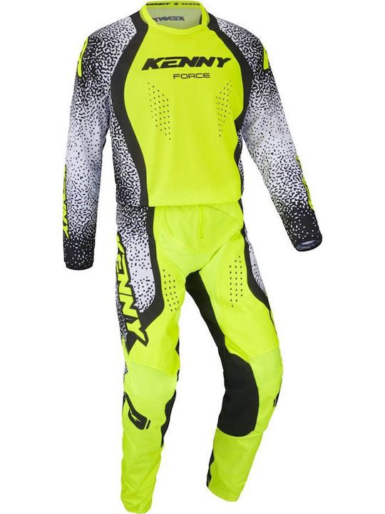 Kenny MX Force Men's Summer Motocross Pants Pixel White Neon Yellow