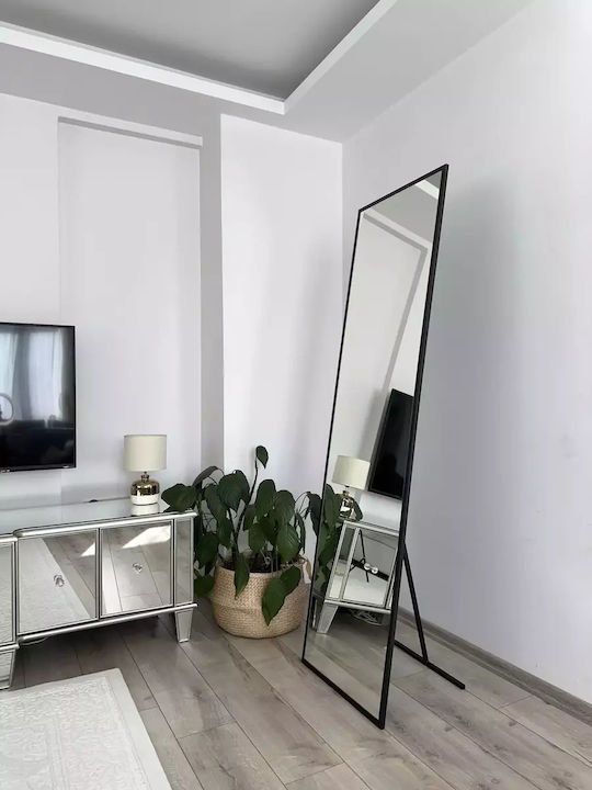 SteweHome Floor Mirror With Black Metal Frame 180x50cm