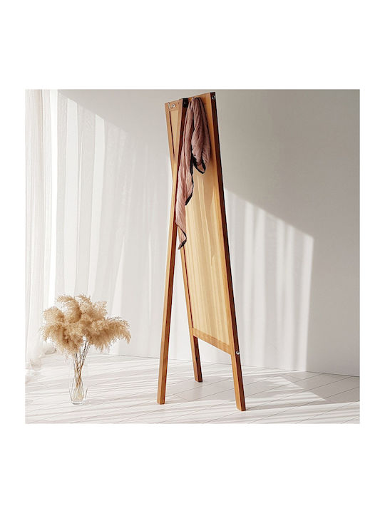 SteweHome Oglindă De Podea Cu Cadru Din Lemn Bej 170x55cm