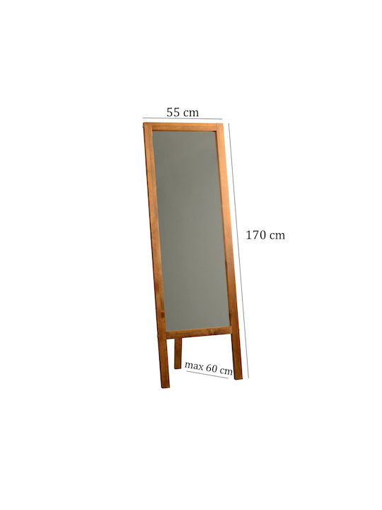 SteweHome Oglindă De Podea Cu Cadru Din Lemn Bej 170x55cm
