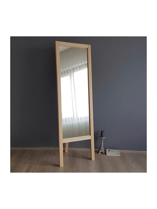 SteweHome Oglindă De Podea Cu Cadru Din Lemn Bej 170x55cm