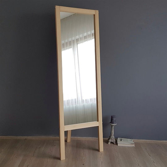 SteweHome Oglindă De Podea Cu Cadru Din Lemn Bej 170x55cm